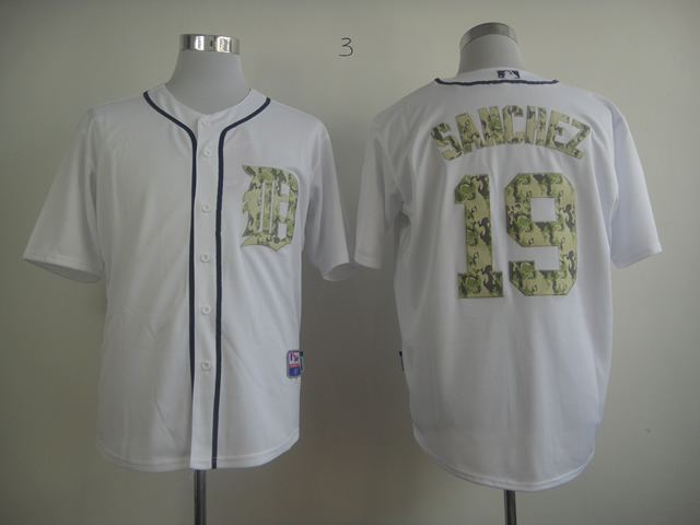 Men Detroit Tigers 19 Sanchez White Camo MLB Jerseys